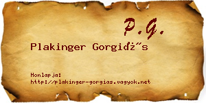 Plakinger Gorgiás névjegykártya
